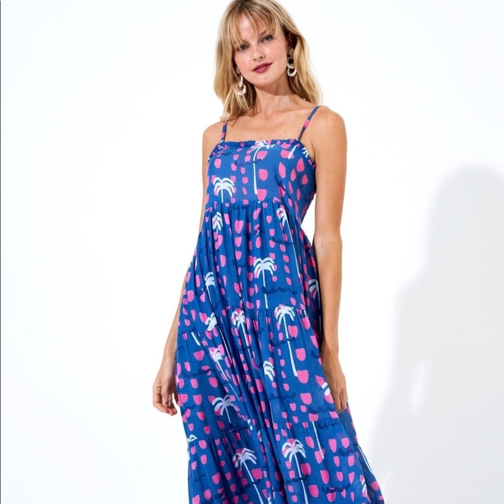 Oliphant  Smocked Back Maxi - Ipanema Blue